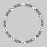 Circle borders and frames vector. Round border pattern geometric vintage frame design. Scottish tartan plaid fabric texture. Template for gift card, collage, scrapbook or photo album and portrait. vector