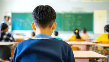 Back to school education concept with pupil. First day student in class. AI Generative photo
