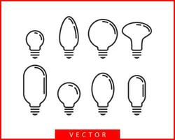 Light bulb icon vector. Llightbulb idea logo concept. Set lamps electricity icons web design element. Led lights isolated silhouette. vector