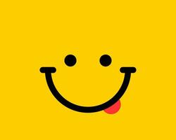 emoji sonrisa icono vector símbolo sobre fondo amarillo. fondo de pantalla de personaje de dibujos animados de cara sonriente.