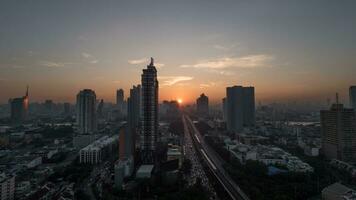 Bangkok cityscape at sunset, Thailand photo