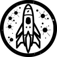 Rocket, Black and White Vector illustration