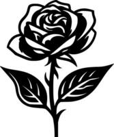 Rosa - negro y blanco aislado icono - vector ilustración