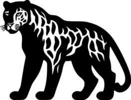 leopardo - negro y blanco aislado icono - vector ilustración