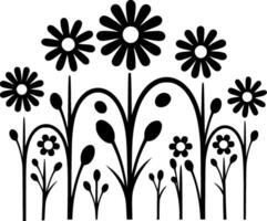 Flowers - Black and White Isolated Icon - Vector illustration