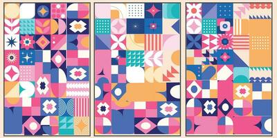 Retro pattern of different shapes. Colorful vector mosaic backdrop. Geometric hipster retro background. Vector illustrator
