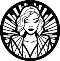 Stained Glass - Black and White Isolated Icon - Vector illustration