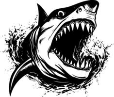 Shark - Black and White Isolated Icon - Vector illustration