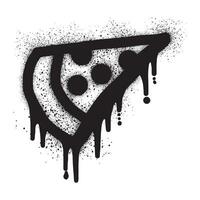 Pizza icon graffiti with black spray paint vector