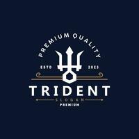 Neptune Poseidon Trident Logo, Spear Simple Vintage Template Design vector