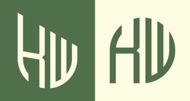 Creative simple Initial Letters KW Logo Designs Bundle. vector