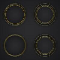 black luxury abstract background with circle line and golden elegant texture backdrop vector. vector