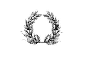 Laurel wreath vintage Baroque frame border monogram engraving vector illustration.