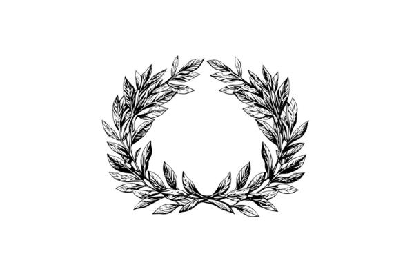 Laurel wreath vintage Baroque frame border monogram engraving vector illustration.