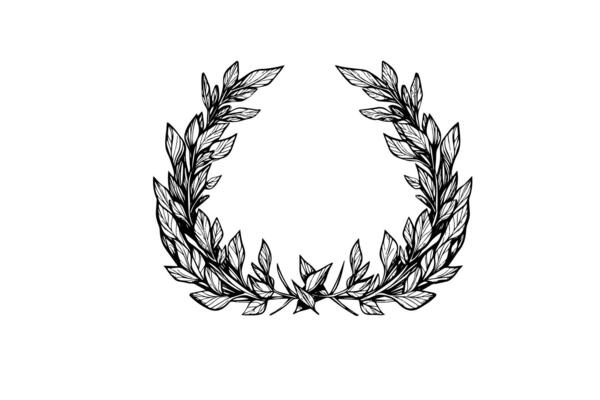 Laurel wreath vintage Baroque frame border monogram engraving vector illustration.