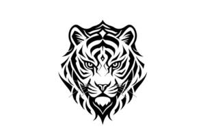 Tiger mascot sport or tattoo design. Black and white vector illustration logotype sign art.