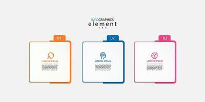 vector de plantilla de diseño infográfico empresarial moderno con iconos y 3 opciones o pasos. se puede utilizar para el diagrama de proceso, presentaciones, diseño de flujo de trabajo, banner, diagrama de flujo, gráfico de información.eps10 vector