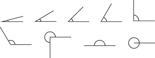 matemáticas geometría anglos en 15, 30, 45, 60, 90, 120, 270, 180 y 360 grados vector