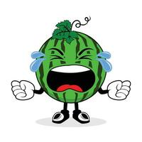 Crying Watermelon Mascot Cartoon Character vector