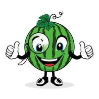 Smiling Face Watermelon Mascot with glasses Giving Thumbs Up vector