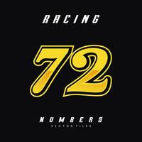 Racing Number 72 Vector Design Template