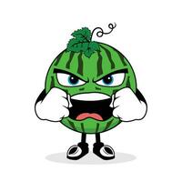 Angry Watermelon Mascot Cartoon Character vector