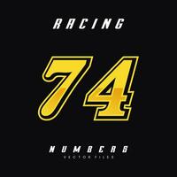 Racing Number 74 Vector Design Template