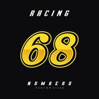 Racing Number 68 Vector Design Template