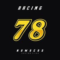 Racing Number 78 Vector Design Template