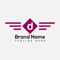 Wing Logo On Letter D Template. Wing On D Letter, Initial Wing Sign Concept Template vector