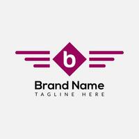 Wing Logo On Letter B Template. Wing On B Letter, Initial Wing Sign Concept Template vector