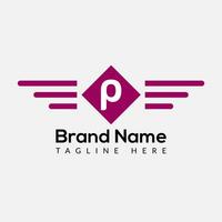 Wing Logo On Letter P Template. Wing On P Letter, Initial Wing Sign Concept Template vector