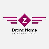 Wing Logo On Letter Z Template. Wing On Z Letter, Initial Wing Sign Concept Template vector