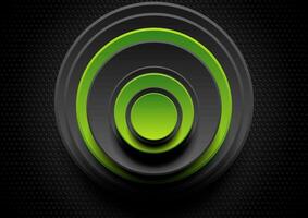 Green and black abstract circles on dark perforated background vector