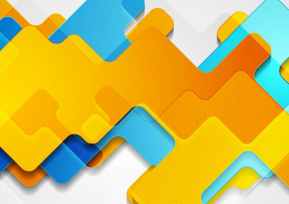 Orange and blue glossy geometric shapes abstract background