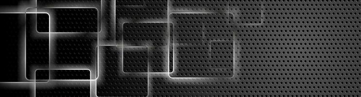 Grey metallic squares on dark perforated background vector