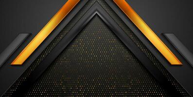 Black and golden abstract glossy technology background vector