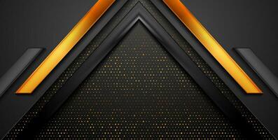 Black and golden abstract glossy technology background vector