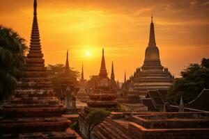 el bullicioso comercio rutas ese floreció durante el ayutthaya era Tailandia rústico ai generado foto