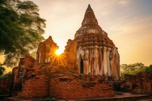 Dive into the history of Ayutthaya Thailand Rustic AI Generated photo