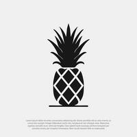 simple black and white pineapple vector isolated in white background, for fruit shop logo