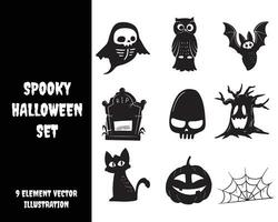 set of halloween elements vector