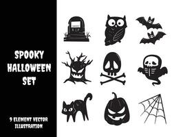 set of halloween elements vector