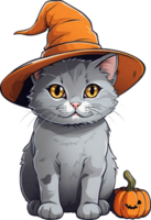 Grey Cat Halloween Cartoon AI Generative png