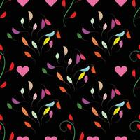 Lovely Flowers with hearts Pattern. vector