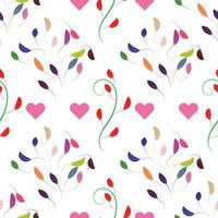 Lovely Flowers with hearts Pattern. vector