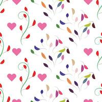 Lovely Flowers with hearts Pattern. vector