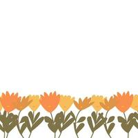 banner with orange calendula on white background. Vector illustration in a cartoon style