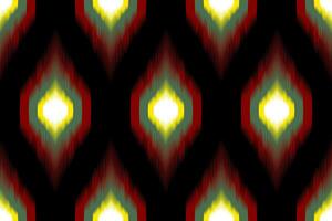 African Ikat Paisley embroidery pattern on black background, traditional seamless geometric pattern, Aztec abstract pattern. vector