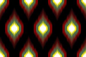 African Ikat Paisley embroidery pattern on black background, traditional seamless geometric pattern, Aztec abstract pattern. vector